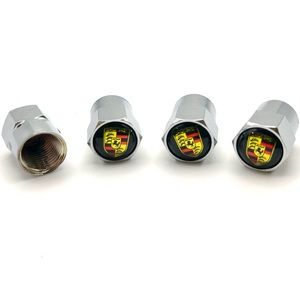 Porsche Crest Metal Tire Valve Stem Caps with Box